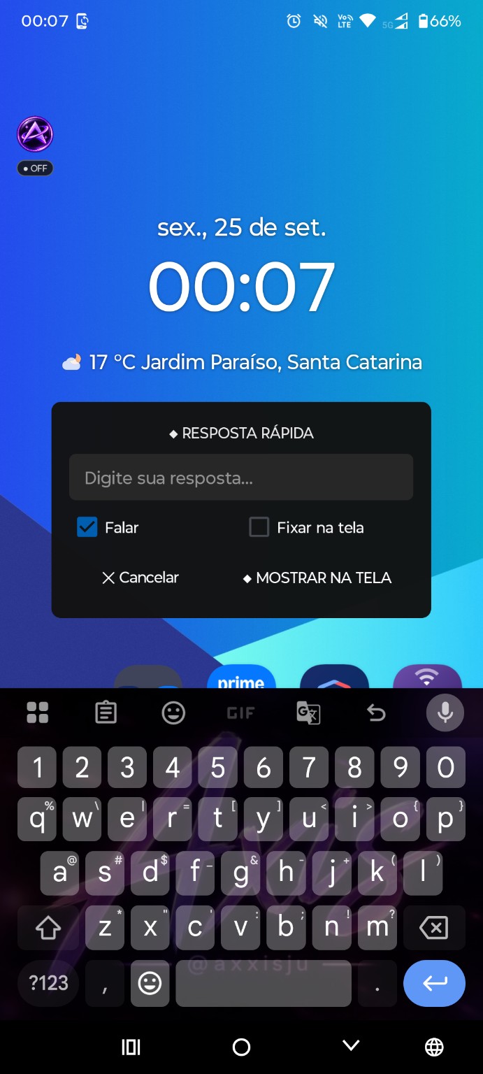 Resposta rápida no Axis Live